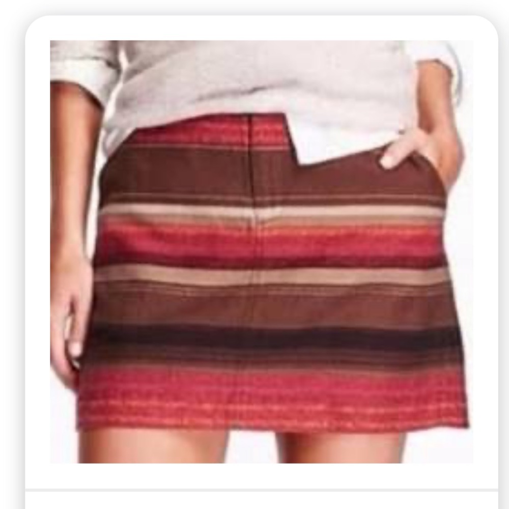 Women Old Navy Red Stripe Basket Weave Lined Skirt